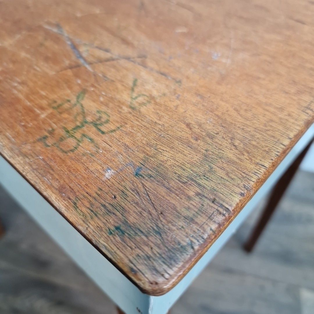 90.0 Vintage Writing Desk Sloped Top School Lift Lid Storage – Retro Children's Table photo