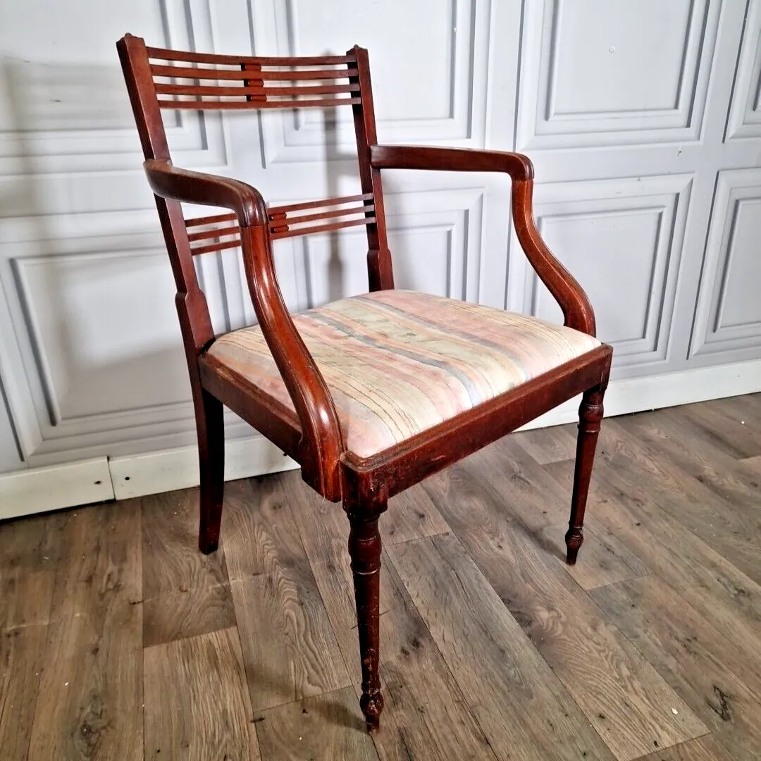 Antique Desk Elbow Chair Georgian Style Carver Armchair Fireside Wood Mahogany