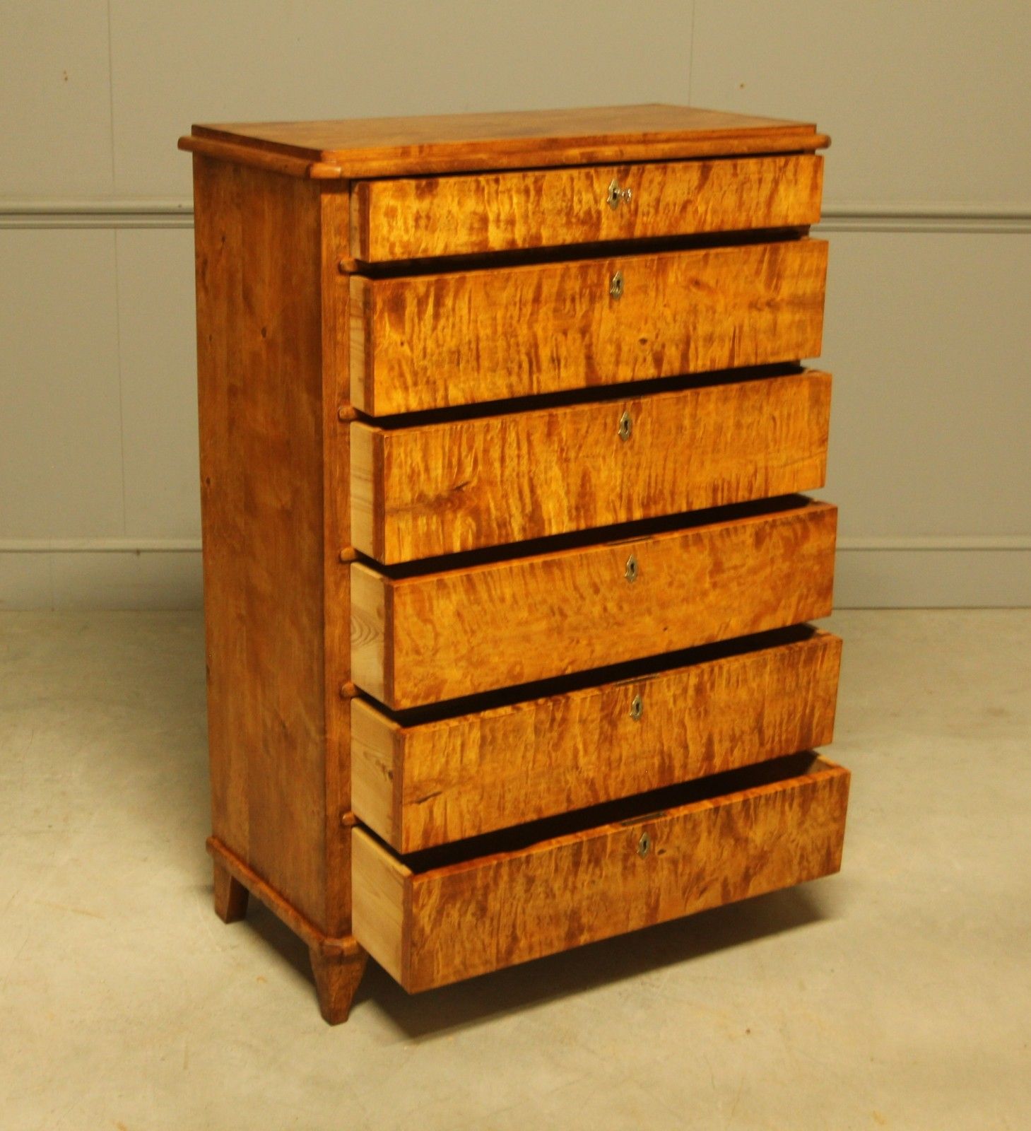 An Early 20th‑Century Swedish Birch Tall Chest Of Drawers photo buy