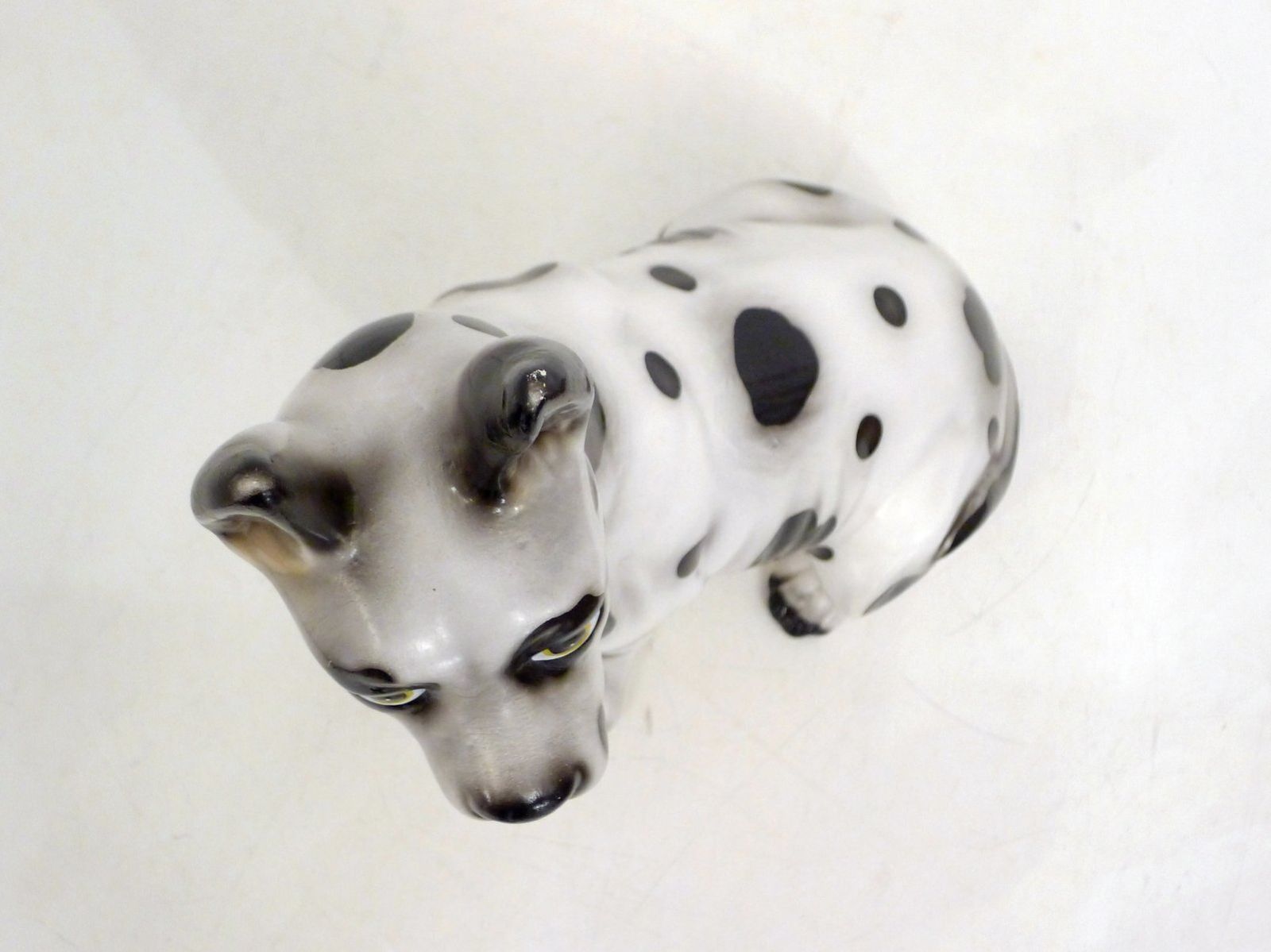 photo furniture Large Ceramic Sculpture Of A Seated Black And White Dog, 1970s