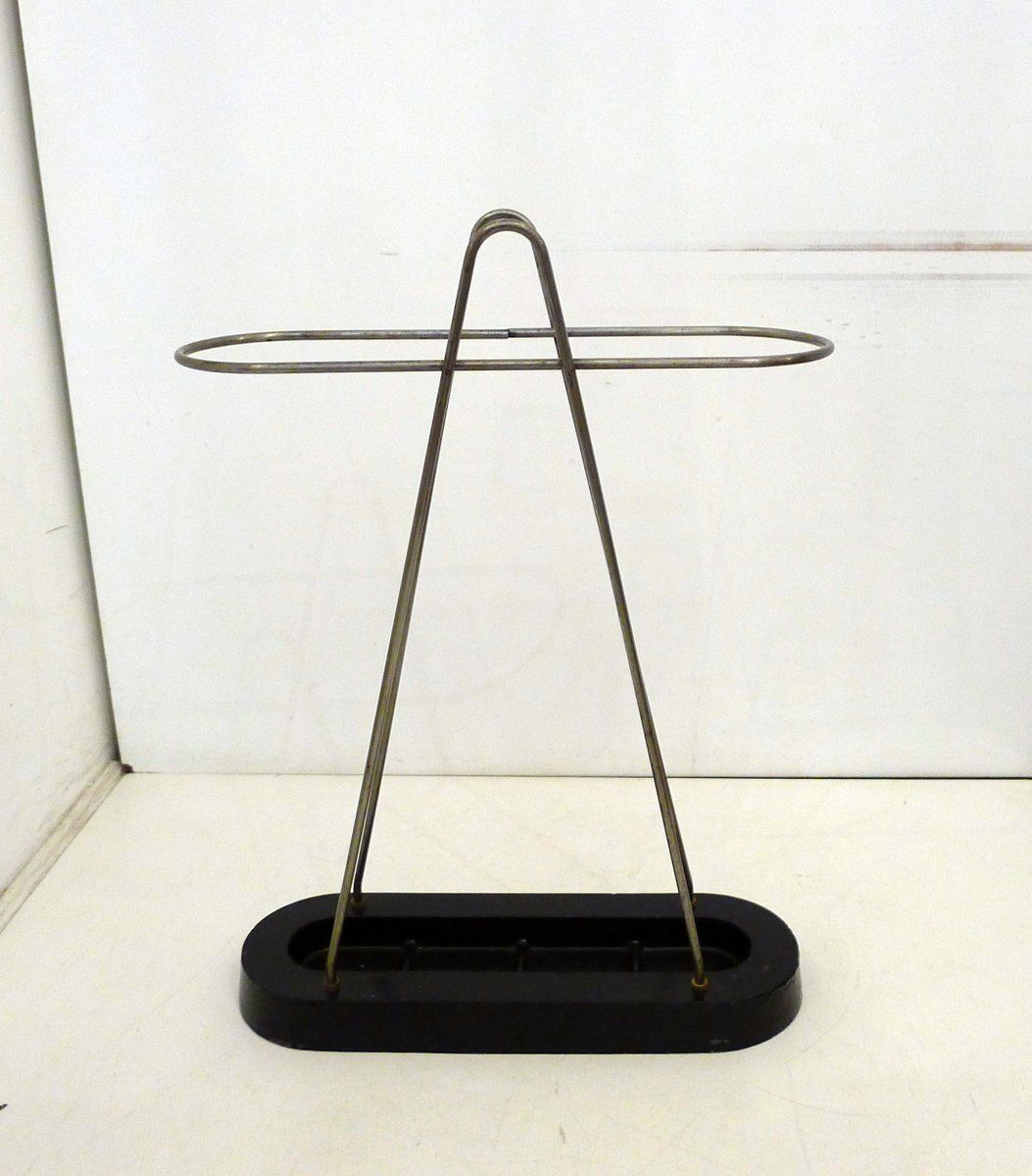 Modern Umbrella Stand In Chromed Metal And Cast Iron, 1950s photo furniture