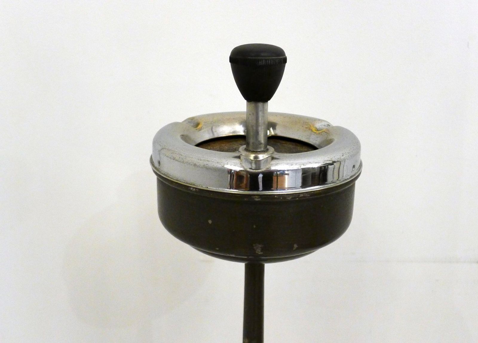 Mid Century Modern Metal Standing Ashtray With Push Button Lid, 1950s photo 90.0