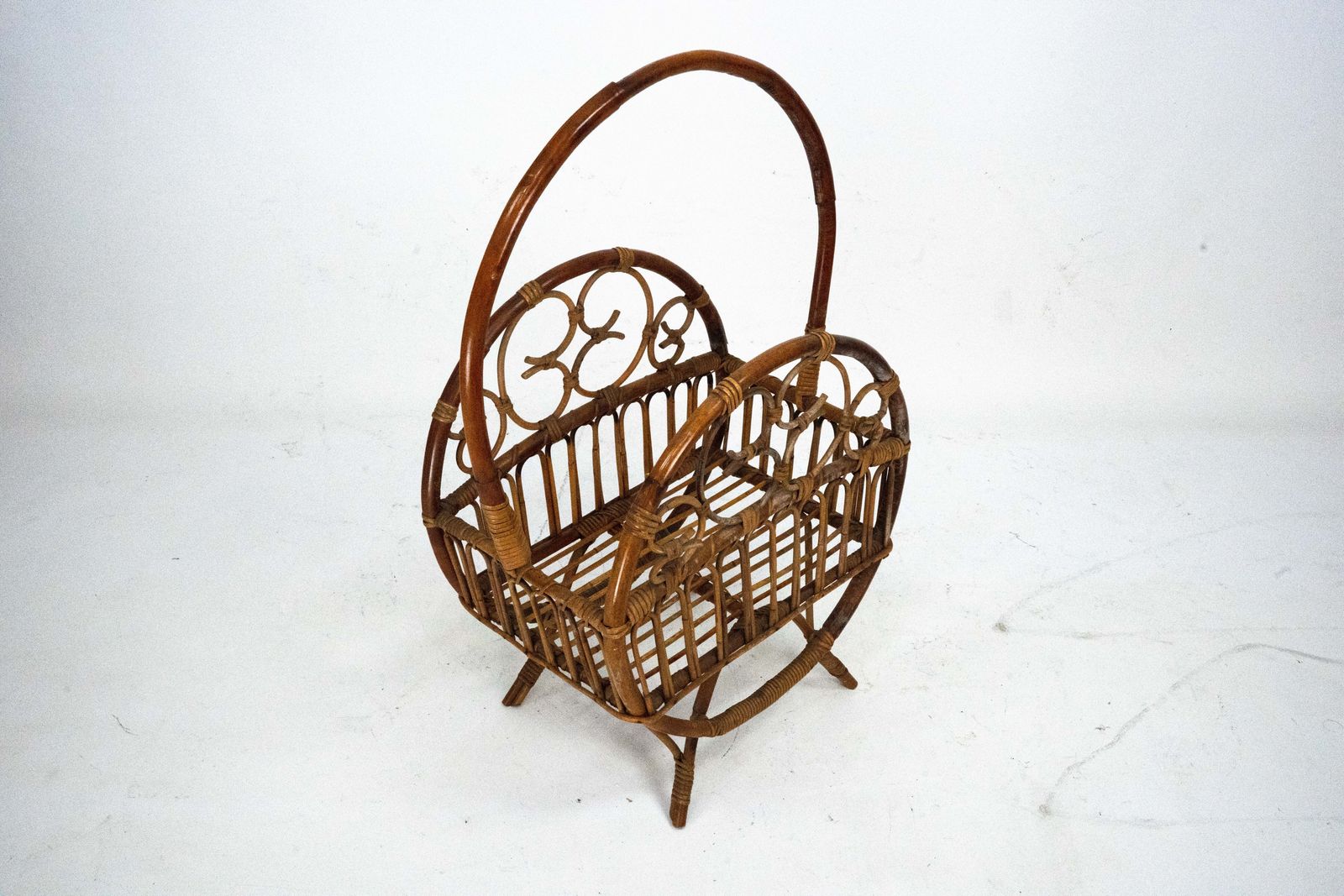 Italian Bamboo & Rattan Magazine Rack, 1950s photo furniture
