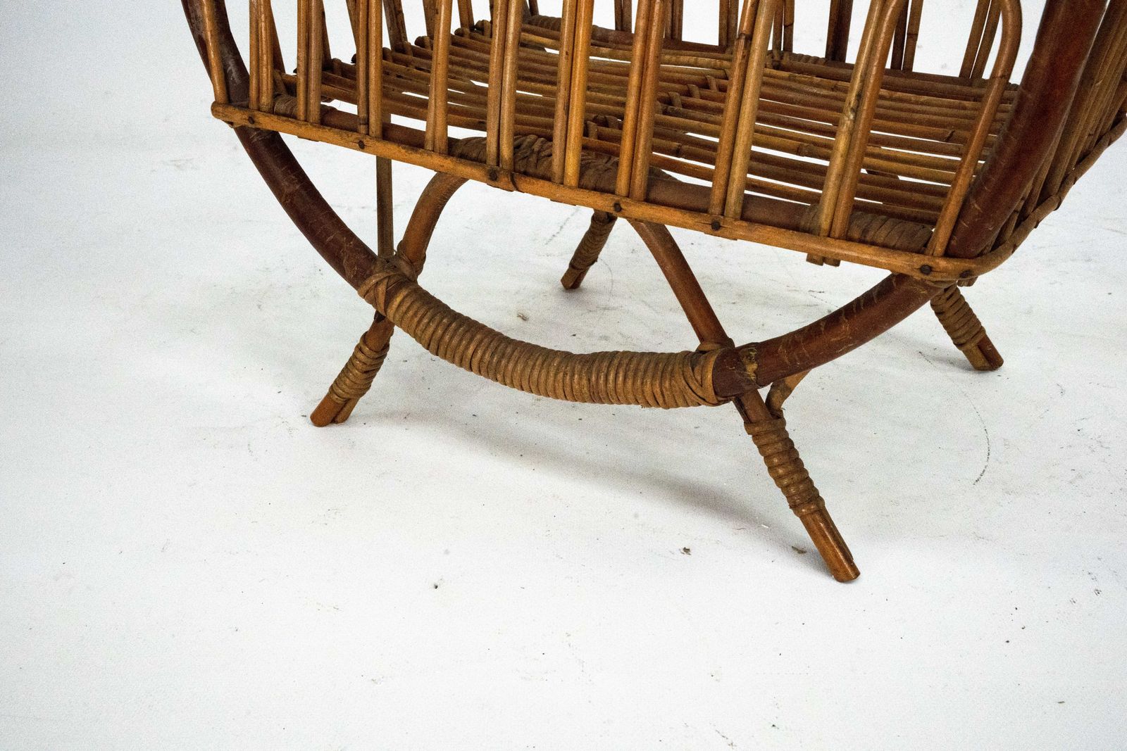 photo furniture Italian Bamboo & Rattan Magazine Rack, 1950s