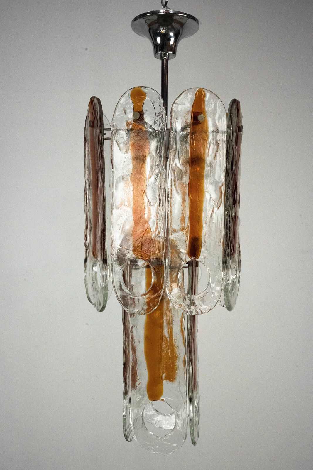 Italian Vintage Murano Glass Chandelier By Mazzega, Model Occhio. Italy 1970s photo vintage