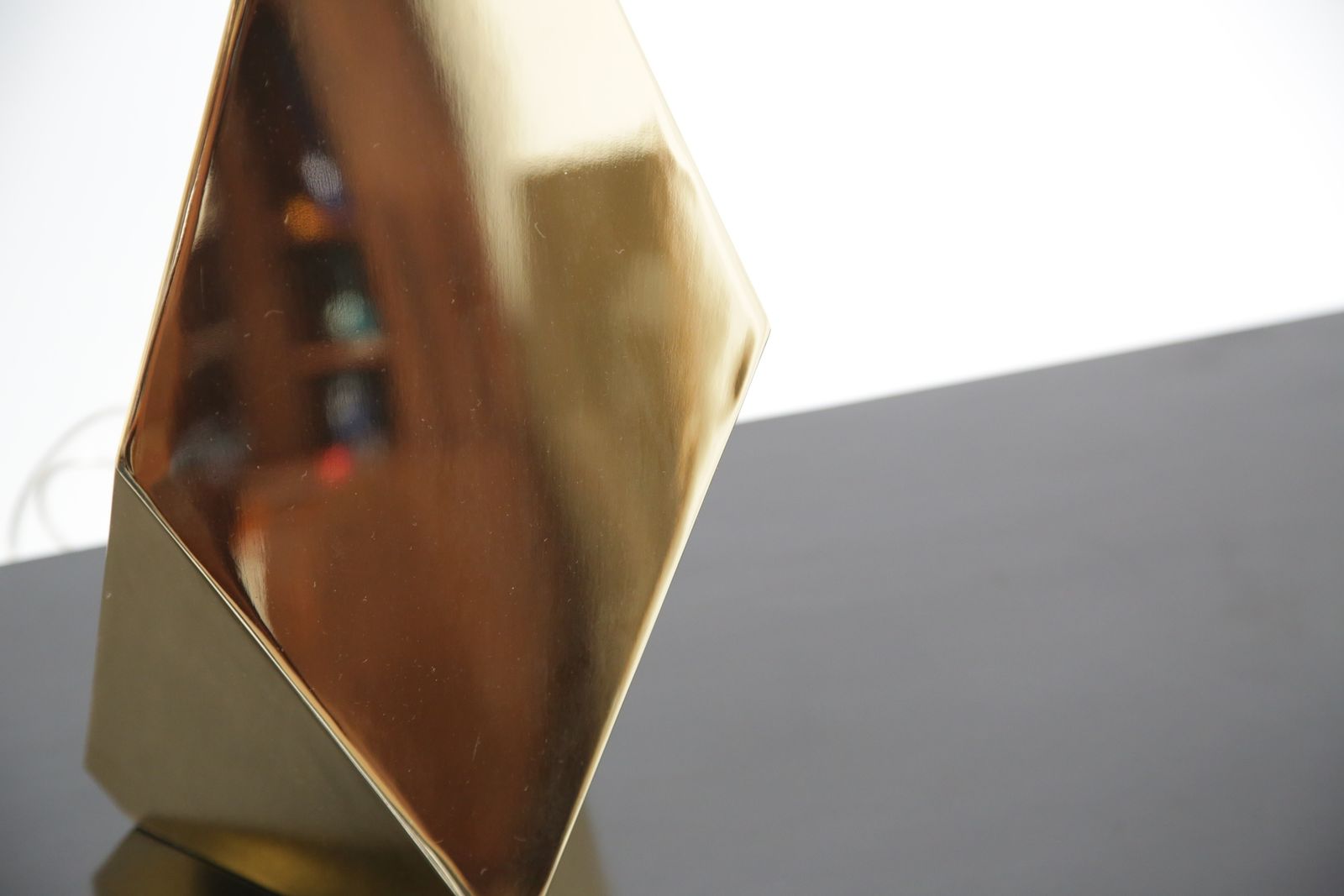 Pair Of Sculptural ‘Origami’ Polished Brass Table Lamps, USA, Mid Century Style photo 995.0