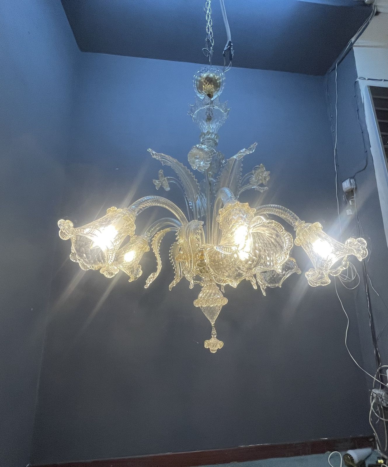Large Venetian Murano Glass Chandeliers Set Of 2 photo Lighting