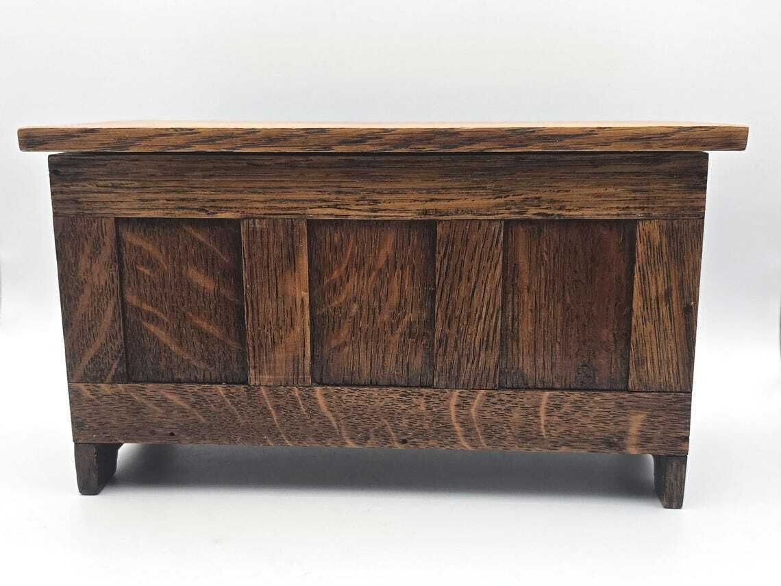 Vintage Oak Wooden Chest   Mini Blanket Box   Paneled Box photo for sale