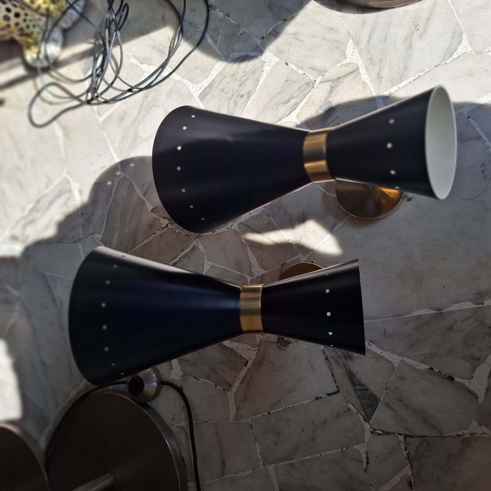Stilnovo “Stile” Couple Sconces Brass Metal, 1960, Italy photo for sale