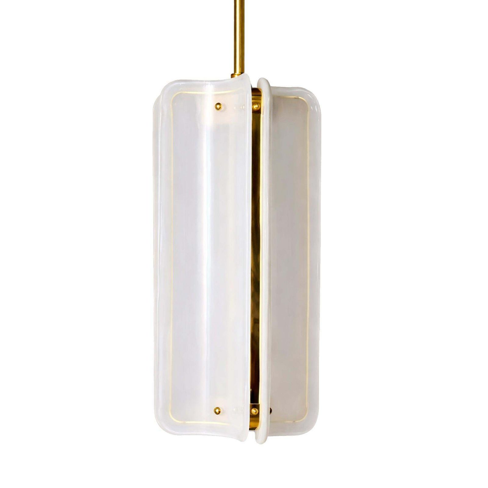 Mid Century Modern Style White Murano Glass And Brass Italian Pendant Lamp photo Lighting