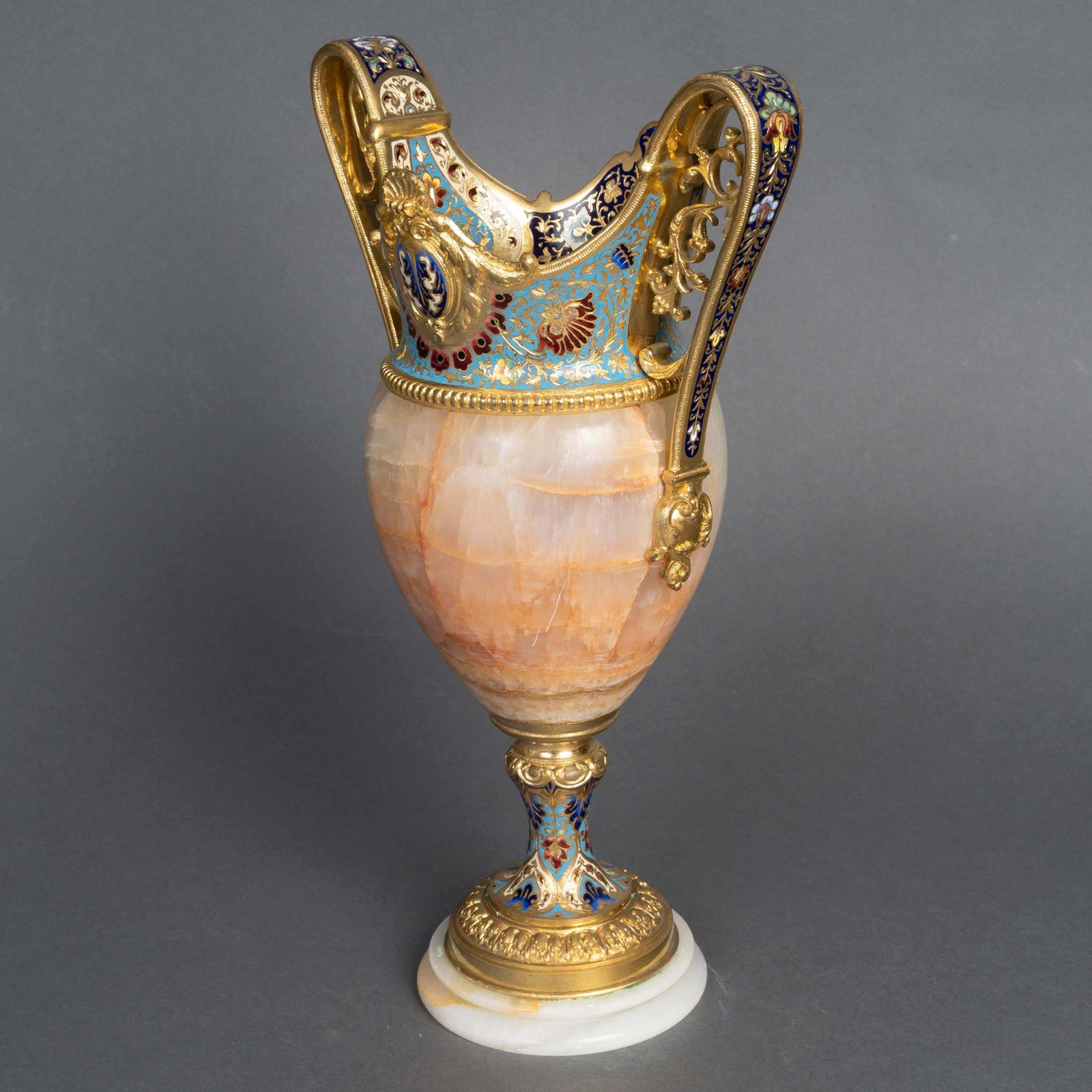 Enameled Gilt Bronze And Onyx Vase Or Centerpiece, 19th Century. photo 3373.0