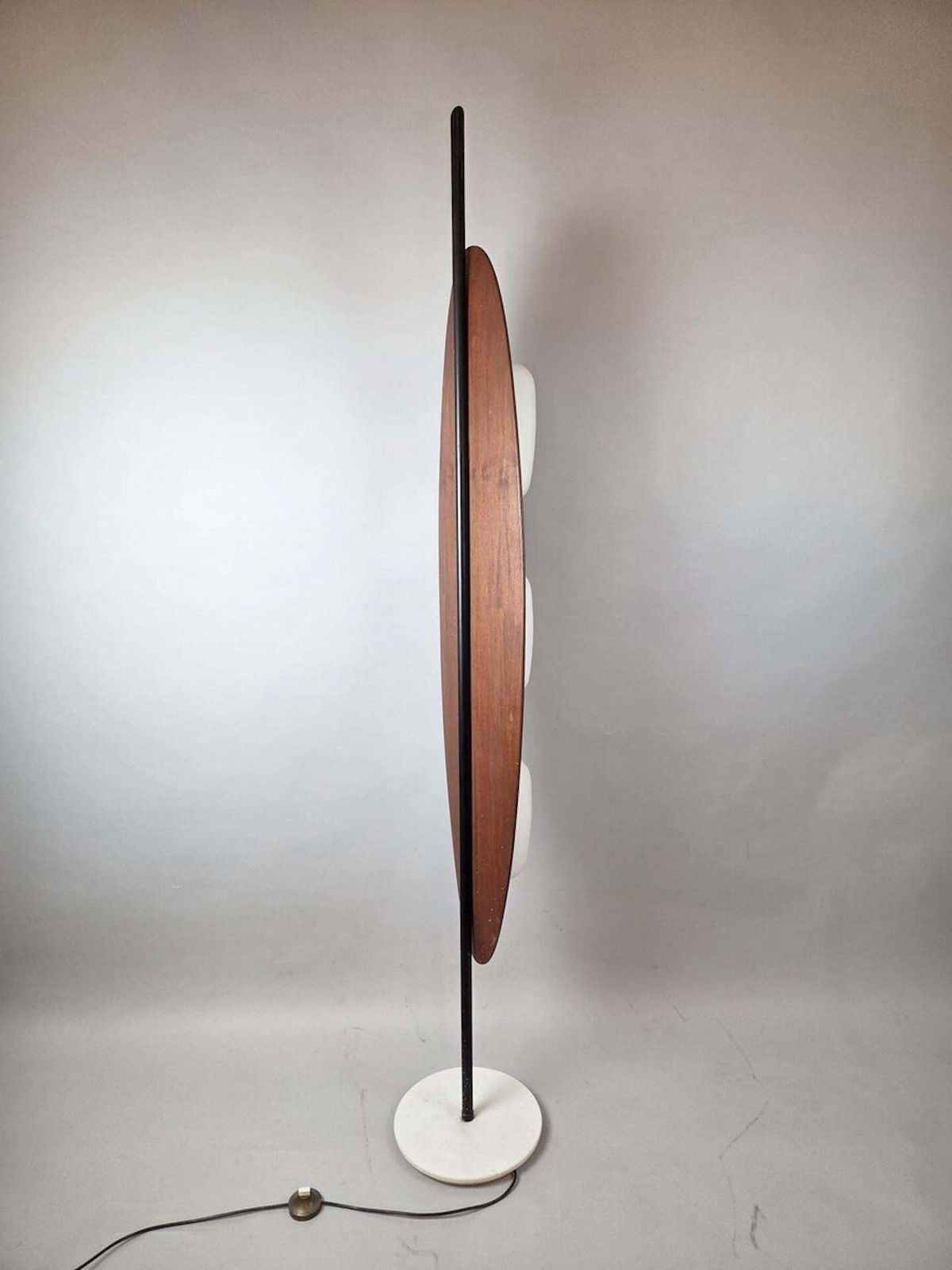 photo for sale Totem Floor Lamp By Goffredo Reggiani, Wood, Marble And Opaline Glass, Italy