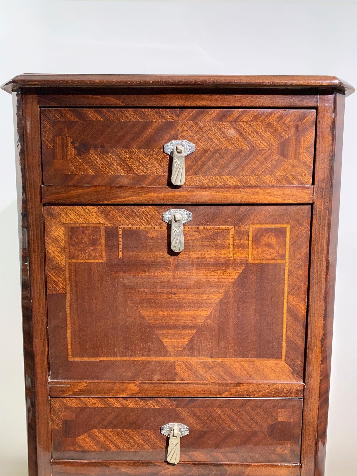 photo buy Italian Art Deco Secretary & Dry Bar With Wood Inlay, Circa 1940s