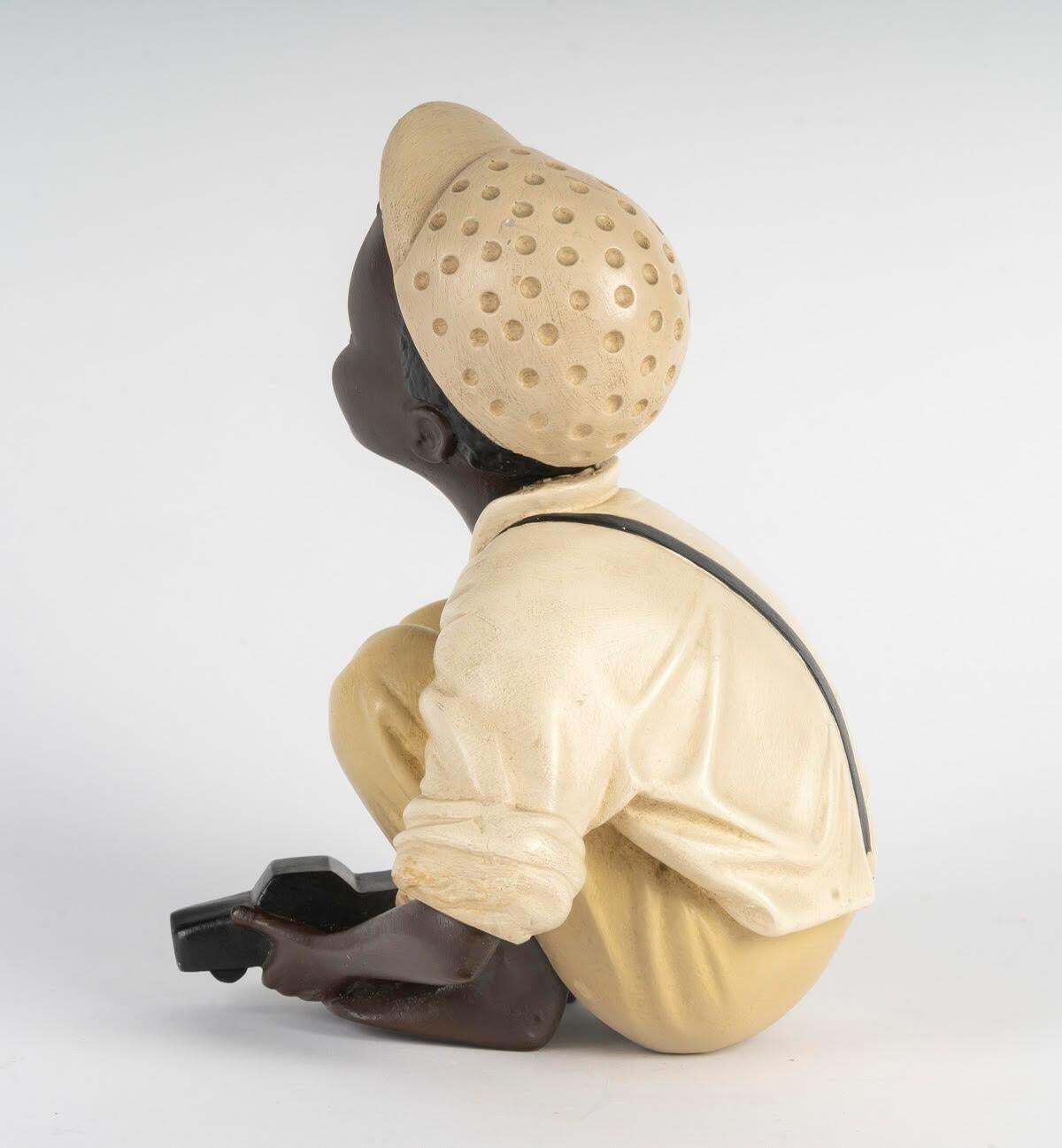 Painted Plaster Sculpture Of A Child Playing, 20th Century. photo 519.0