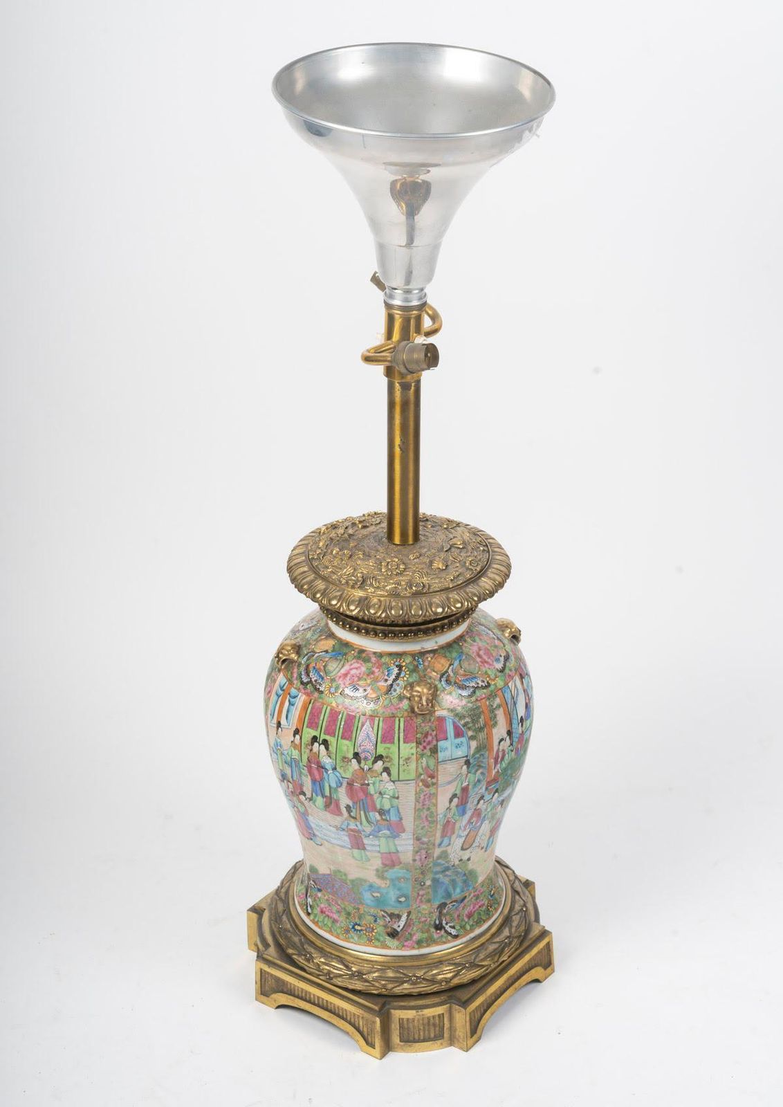 Large Table Lamp In Satsuma Porcelain And Gilt Bronze, 19th Century. photo vintage