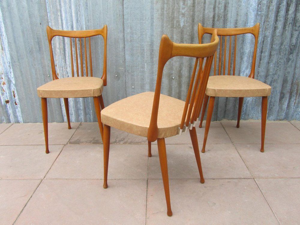 Mid Century Dutch Organic Chairs From Stevens, 1950s, Set Of 3 photo for sale