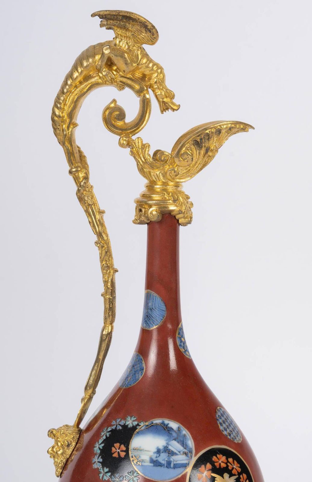 Pair Of Japanese Porcelain Ewers, Gilt Bronze Mount, 19th Century. photo furniture