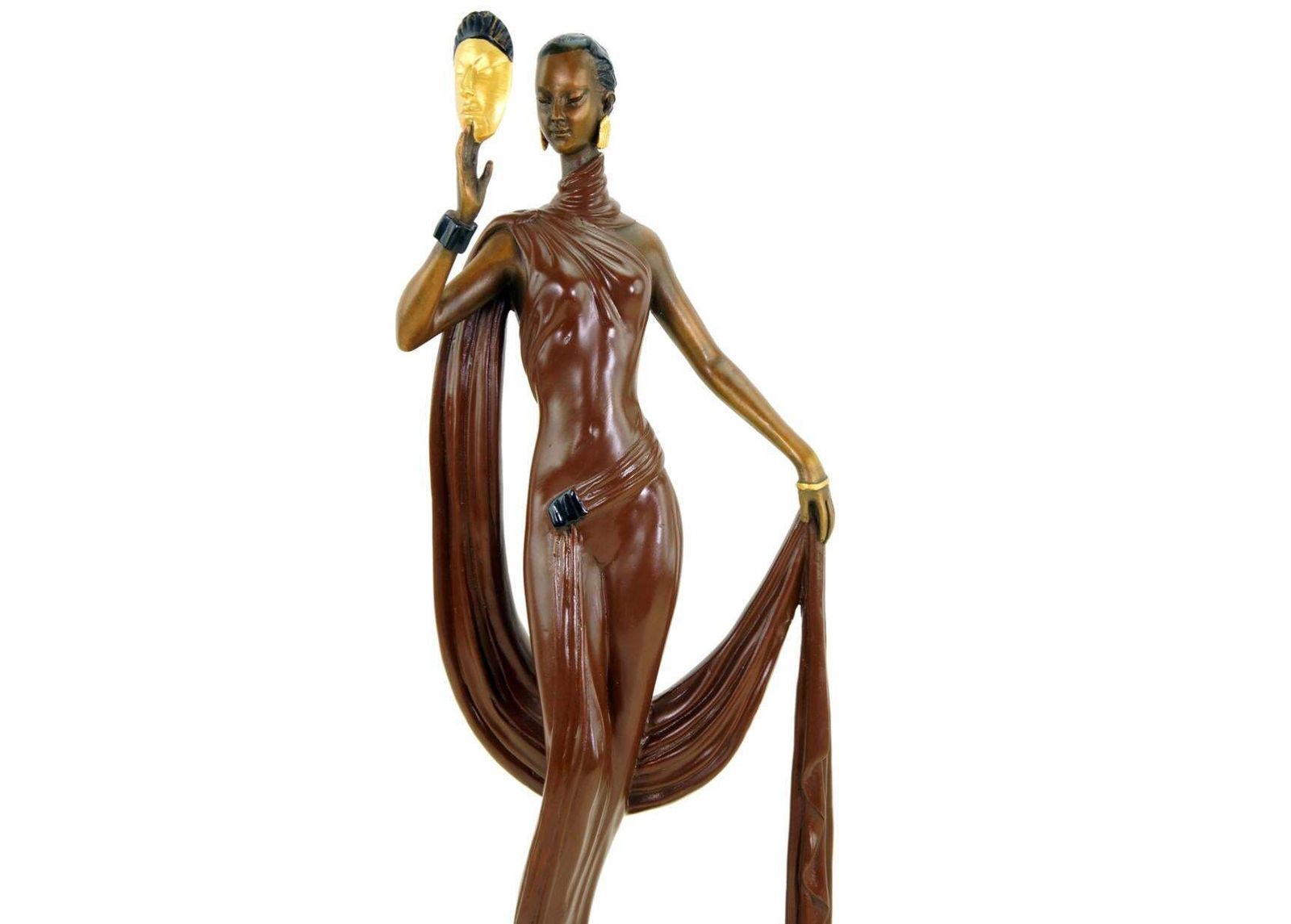 Sculpture Dancer With Mask In Bronze, Art Deco Style, 20th Century photo buy