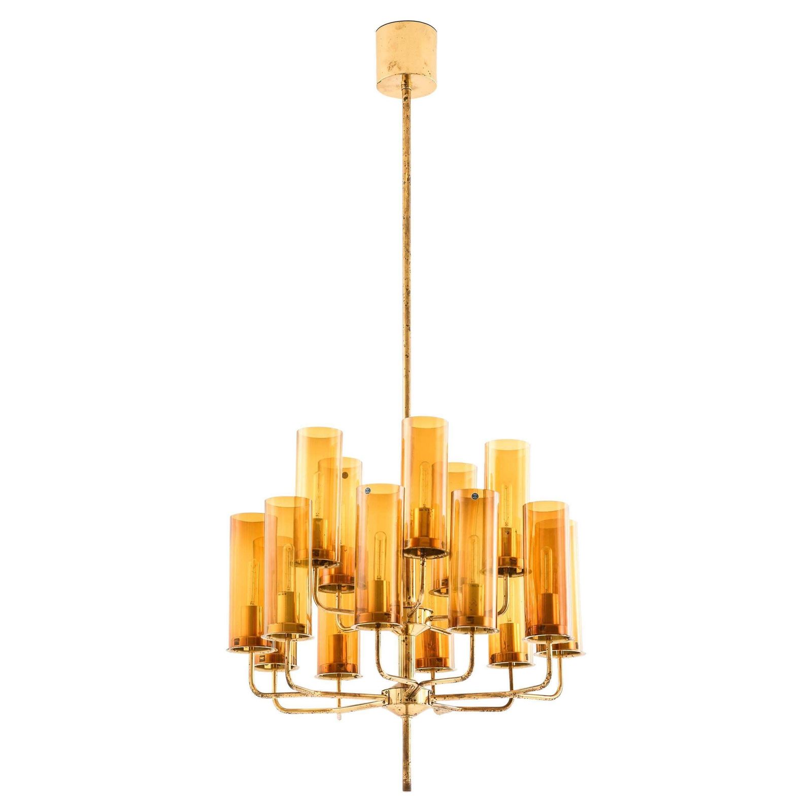 Ceiling Lamp In Brass And Glass By Hans Agne Jakobsson, 1960s