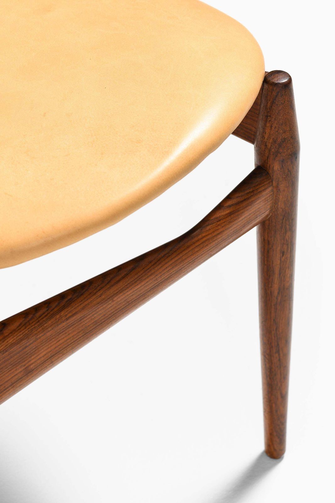 photo for sale Set Of 6 Dining Chairs In Leather And Rosewood By Knud Færch, 1950s