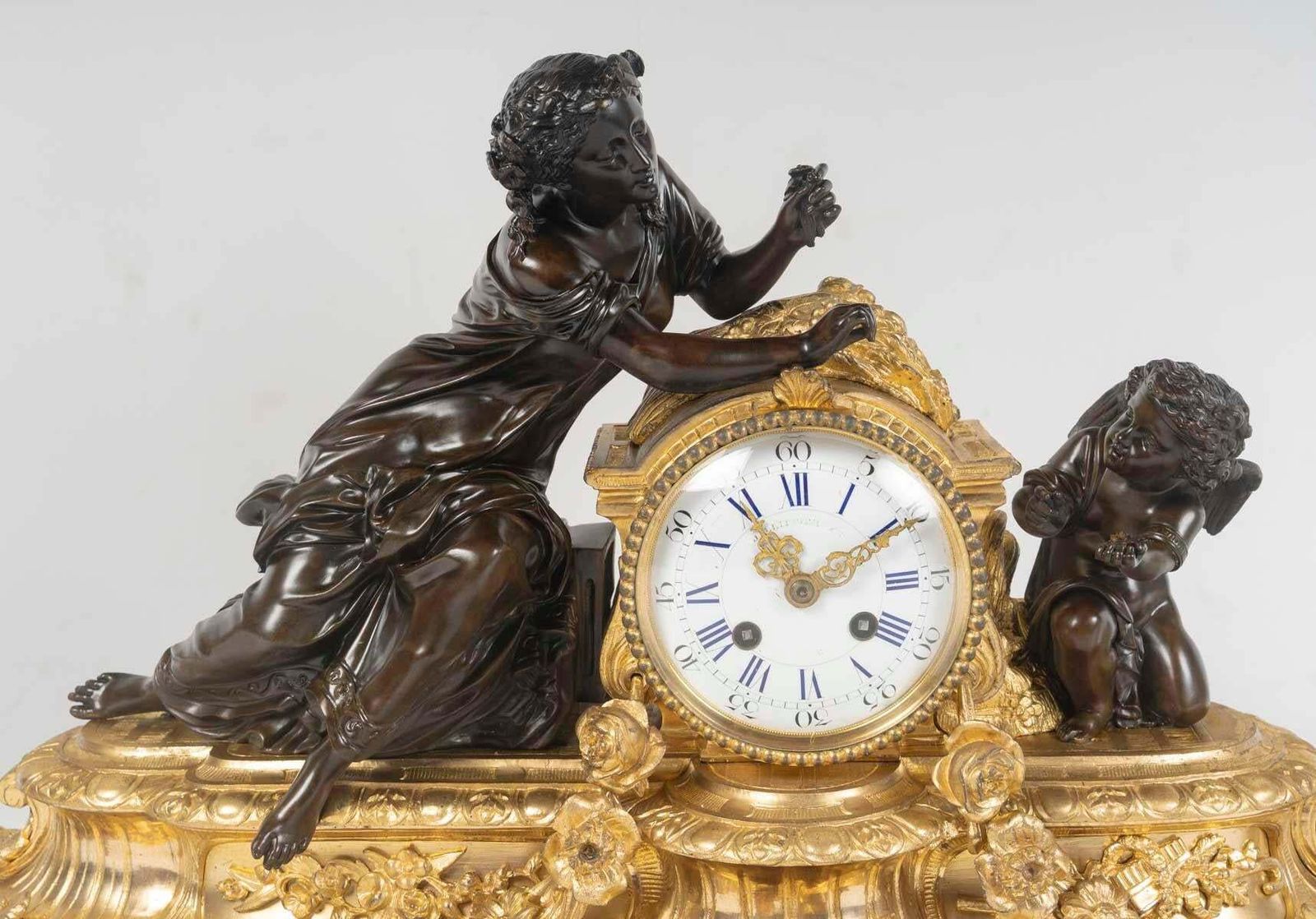 Fireplace Set In Patinated And Ormolu, Napoleon III Period, 19th Century. photo for sale