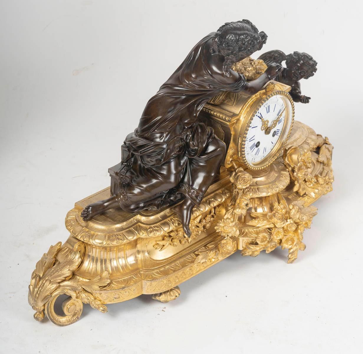Fireplace Set In Patinated And Ormolu, Napoleon III Period, 19th Century. photo vinterior