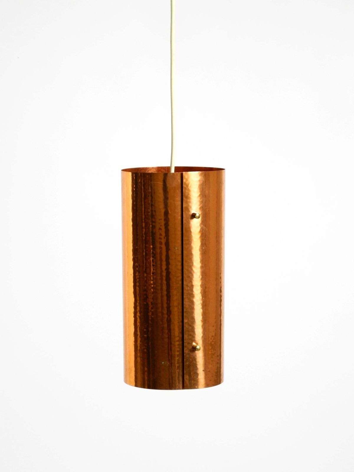 Two 1950s Tube Pendant Lamps Consisting Of Two Screwed Together Copper Bowls photo vintage