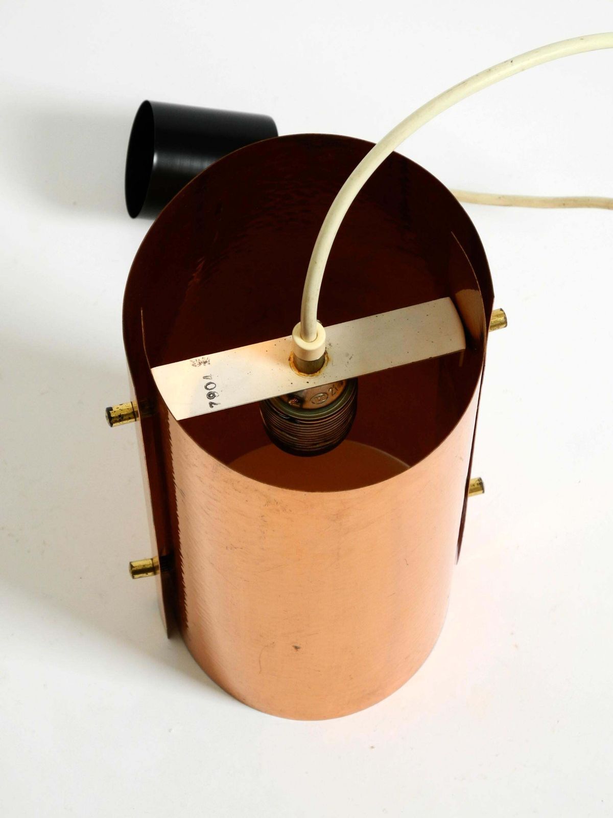 photo buy Two 1950s Tube Pendant Lamps Consisting Of Two Screwed Together Copper Bowls