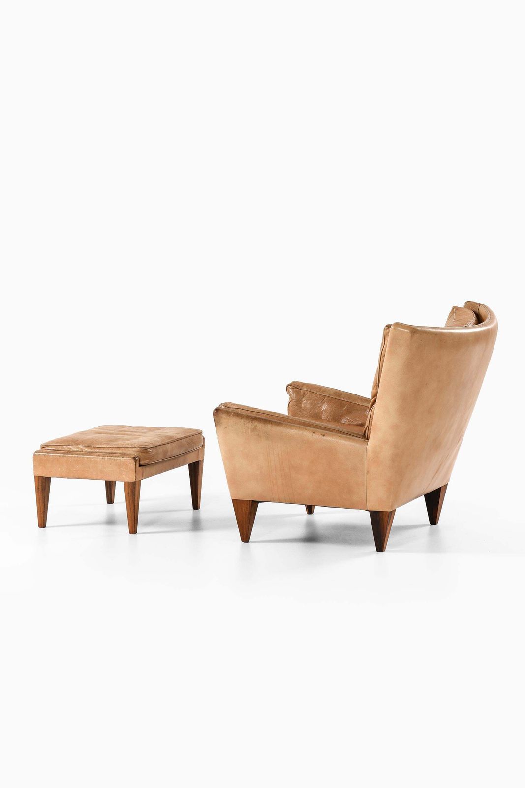 Easy Chair In Leather And Rosewood With Stool By Illum Wikkelsø, 1960s photo buy
