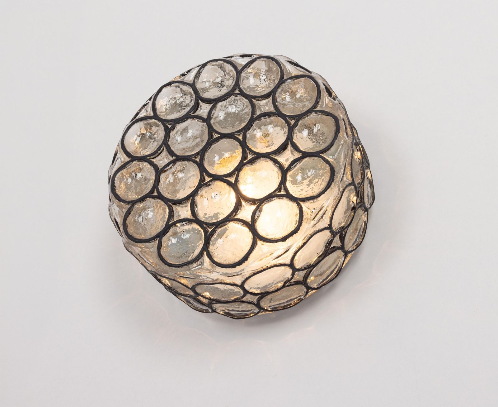 photo vinterior 1 Of 5 Iron And Glass Wall Or Ceiling Lights By Limburg, Germany, 1960s