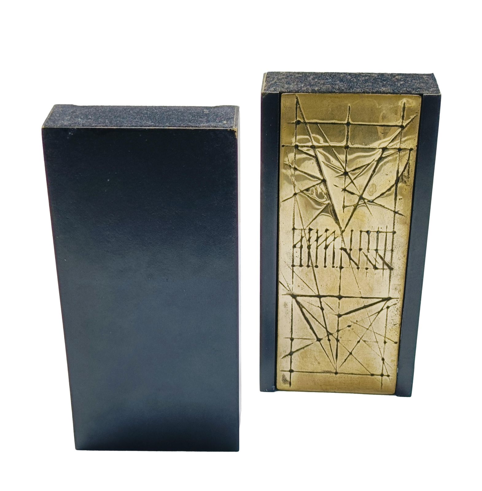 photo for sale Walter Valentini Pair Of Bronze Sculptures "Tables," Italy 1980s