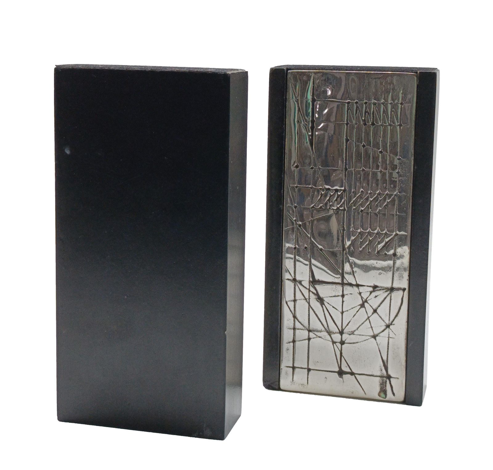 Art Walter Valentini Pair Of Bronze Sculptures "Tables," Italy 1980s photo