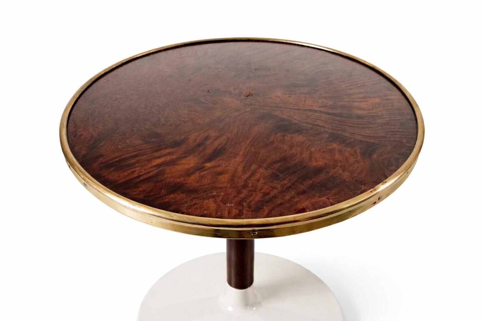 1950s Italian Yacht Side Table, Burl And Brass Restored photo Furniture