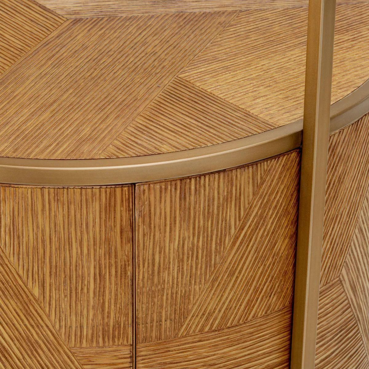 3893.0 Set Of Two Nightstand In Caramel Carved Oak Veneer And Brushed Brass photo