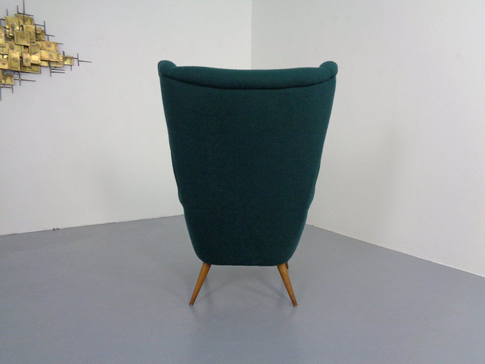 French Wingback Chair With Kvadrat Tonica Upholstery, 1950s photo for sale