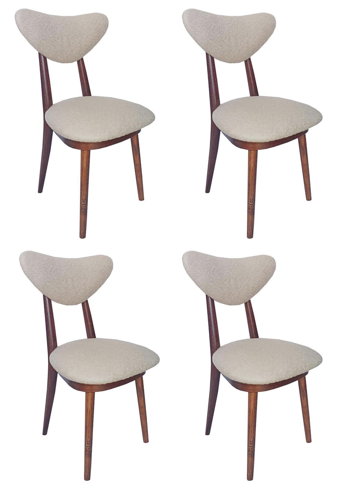 Four Heart Chairs By Helena & Jerzy Kurmanowicz In Beech Wood & Bouclé photo furniture