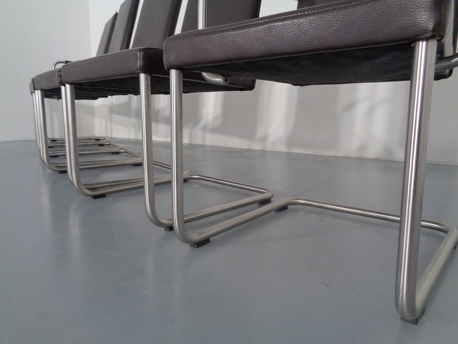 photo furniture Leather Cantilever Dining Chairs By Karl Friedrich Förster For Kff, 1990s, Set Of 6