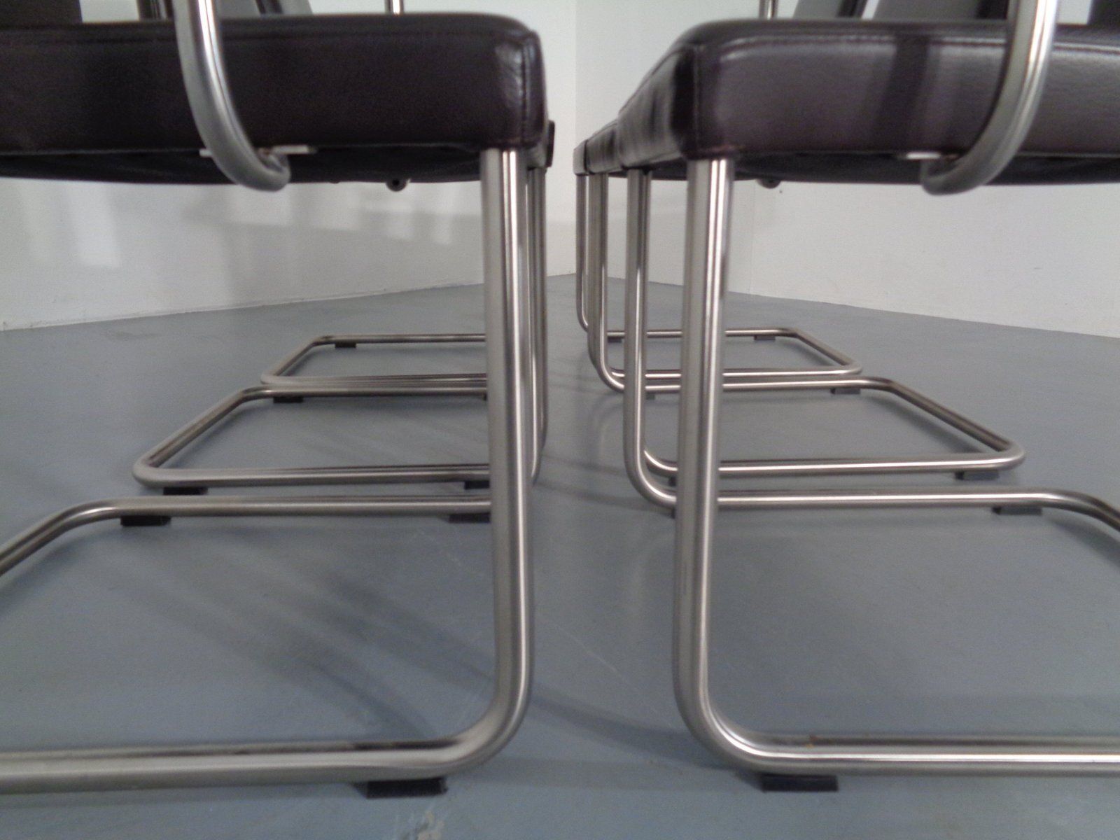 698.0 Leather Cantilever Dining Chairs By Karl Friedrich Förster For Kff, 1990s, Set Of 6 photo