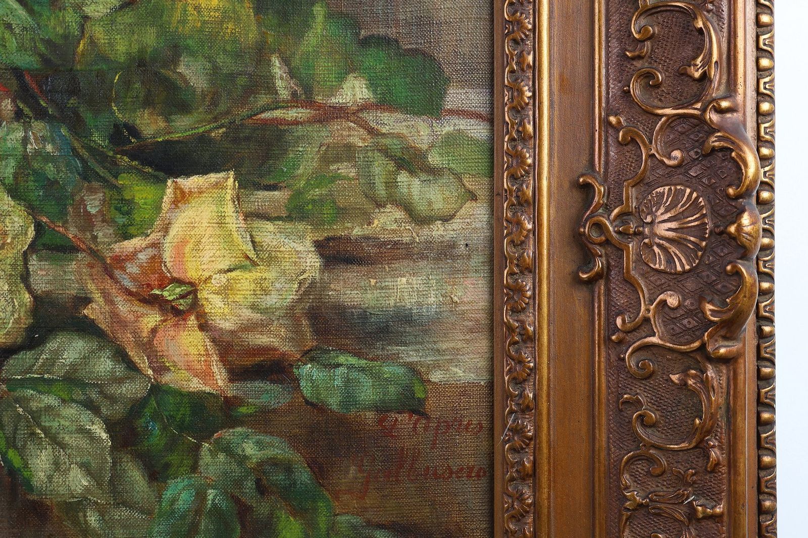 Belgian Artist, Romantic Floral Still Life, 1900, Oil Painting, Framed photo vinterior