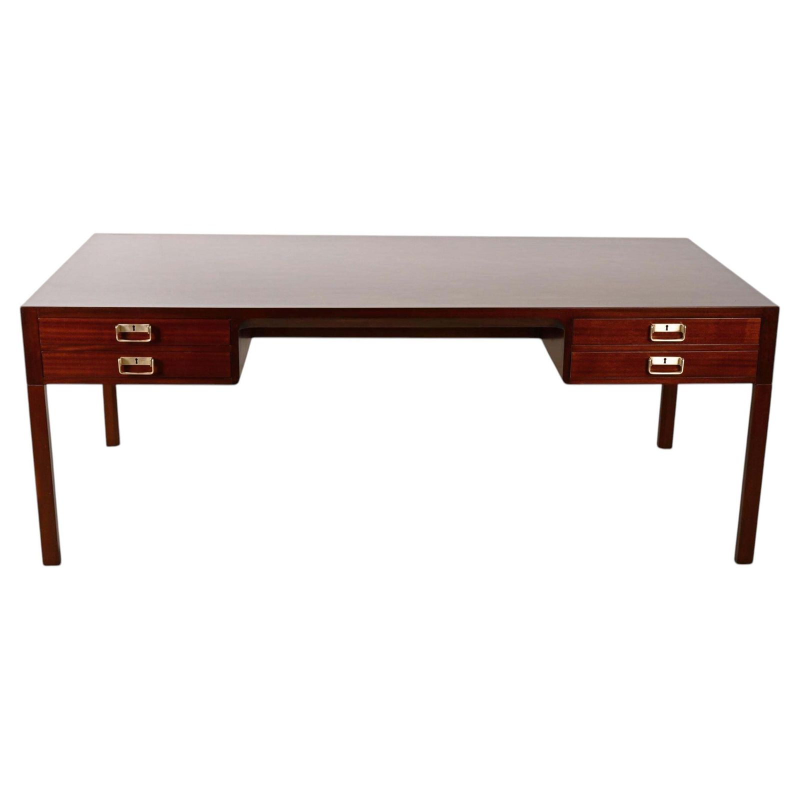 Large Danish Mahogany Desk By Bernt Petersen & Rud Rasmussen, 1960s
