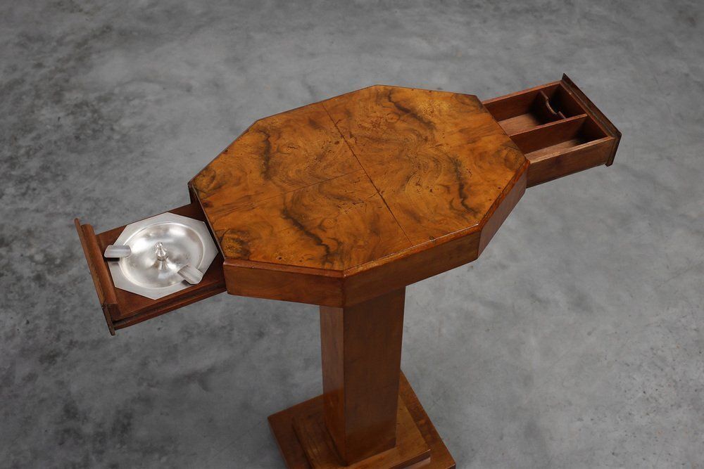 Art Deco Side Table With Drawers & Integrated Ashtray, France, 1925 photo Furniture
