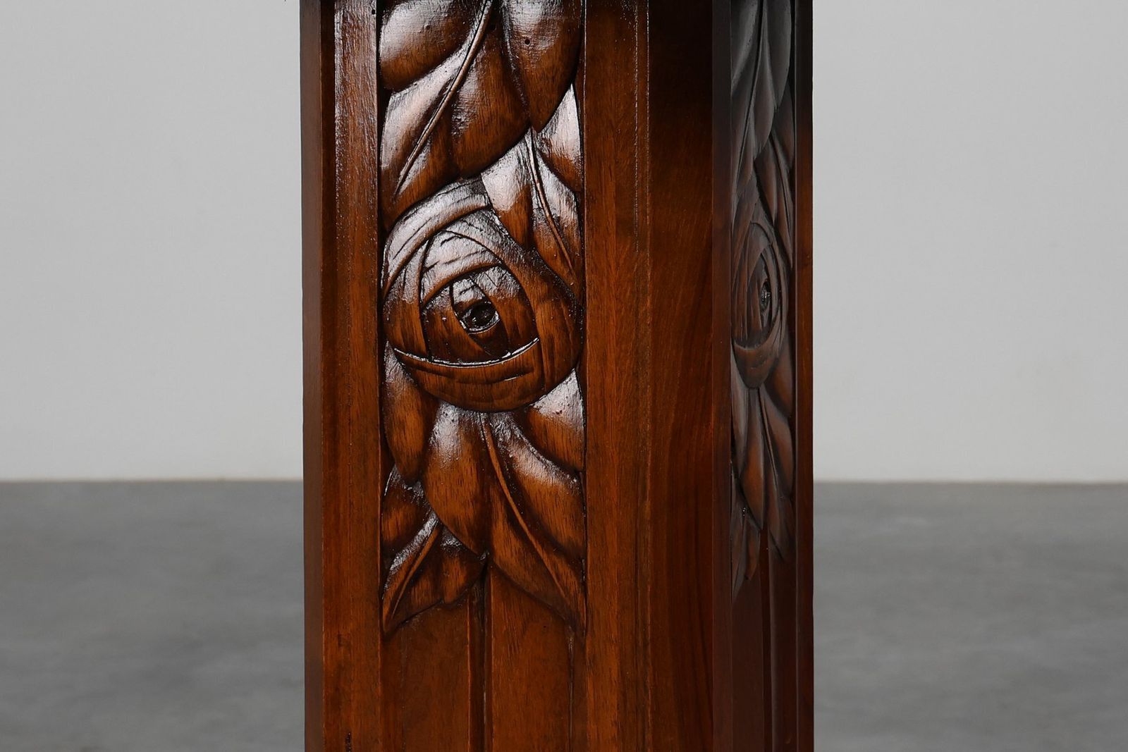 Large Art Deco Oak And Marble Pedestal, France, 1920s photo for sale