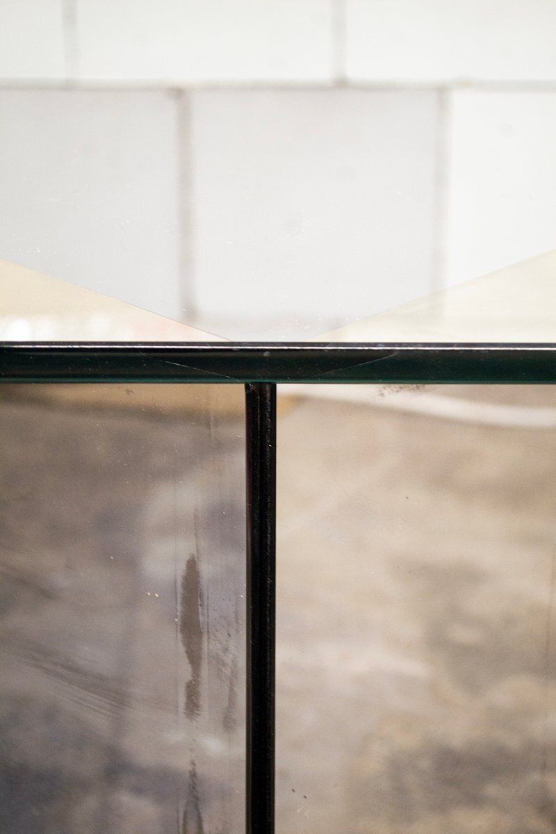 Square Mirrored Glass Blok Coffee Table By Nanda Vigo For Acerbis, 1970s photo for sale