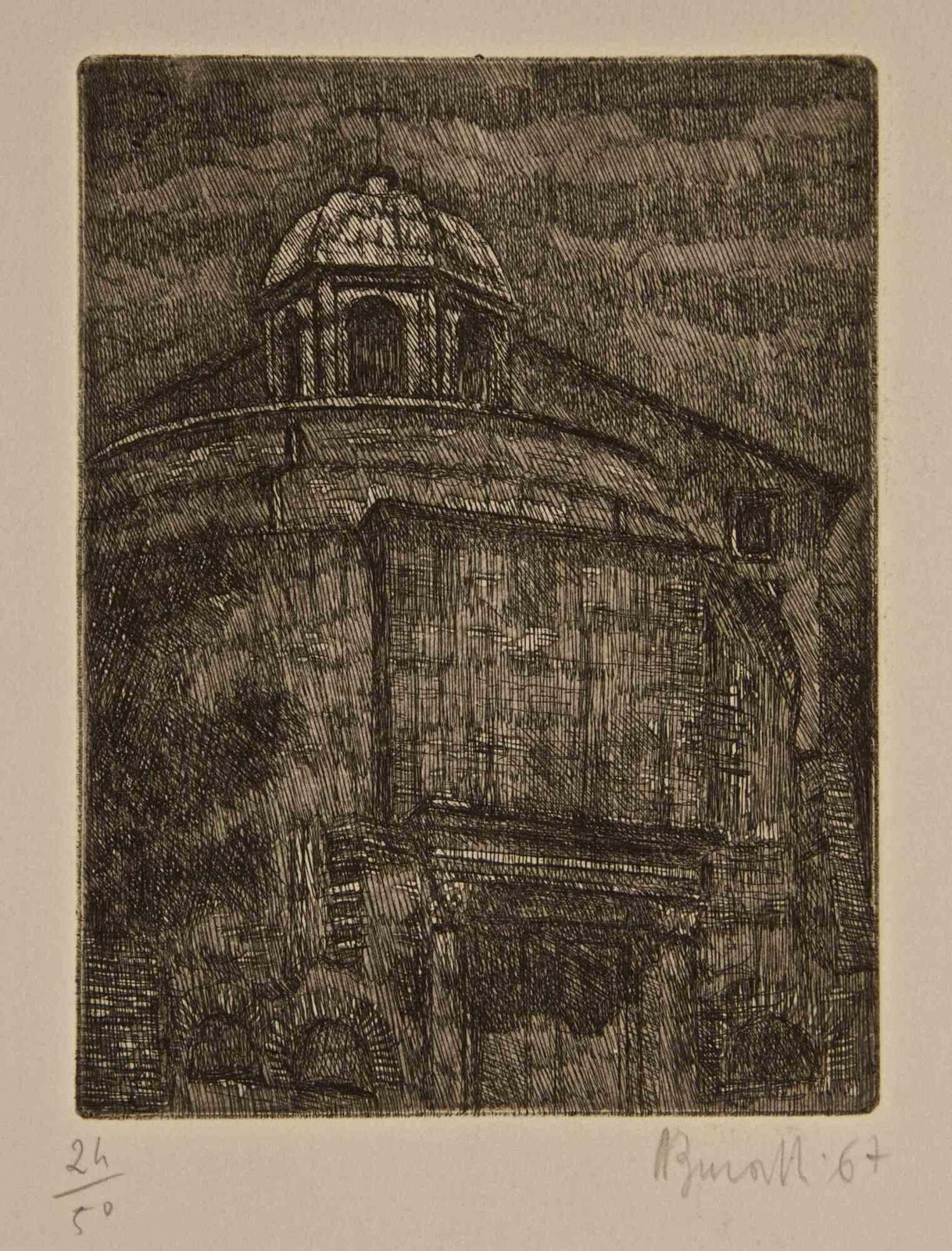 Armando Burattiroman Church   Etching By Armando Buratti   19671967