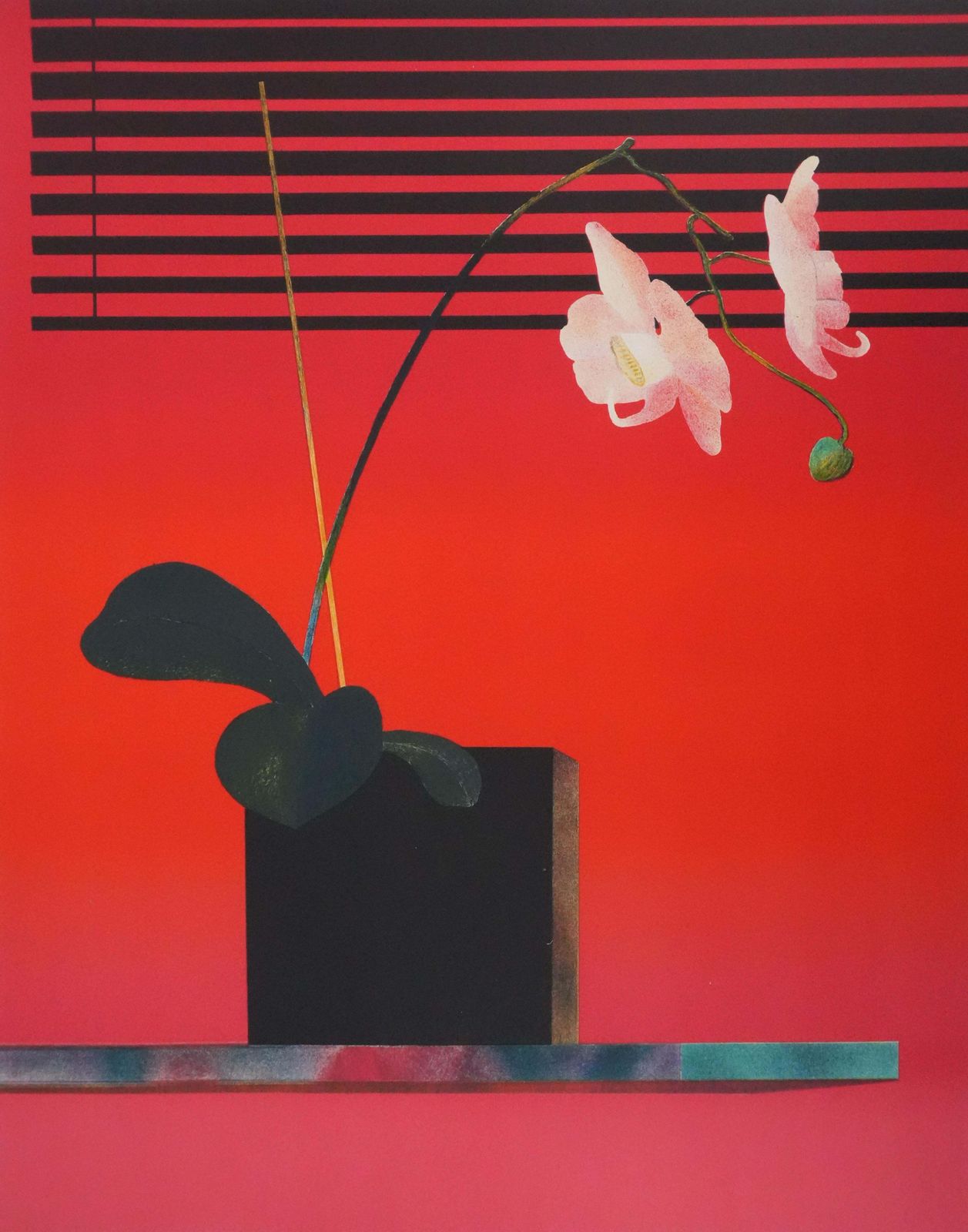 Pierre Garcia Fonsflower Pot With Red Background   Original Lithograph, Signed photo for sale