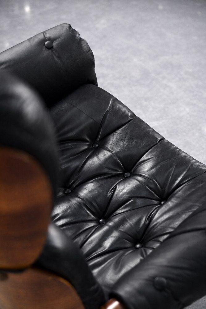Mid Century Modern Swiss Leather And Bentwood Lounge Chair By Martin Stoll For Giroflex, 1960s photo furniture