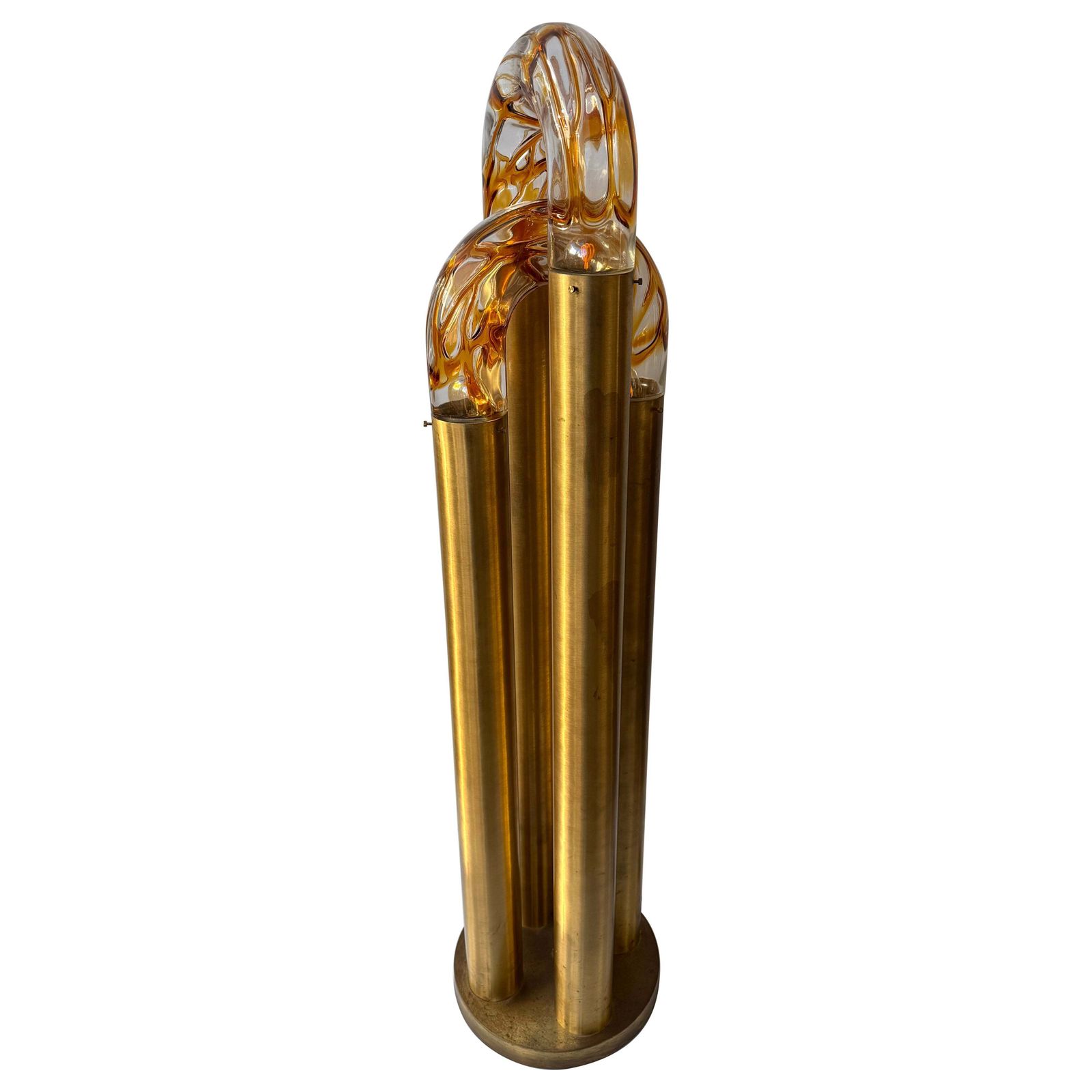 Brass Floor Lamp Murano Glass By Aldo Nason For Mazzega, Italy, 1970s