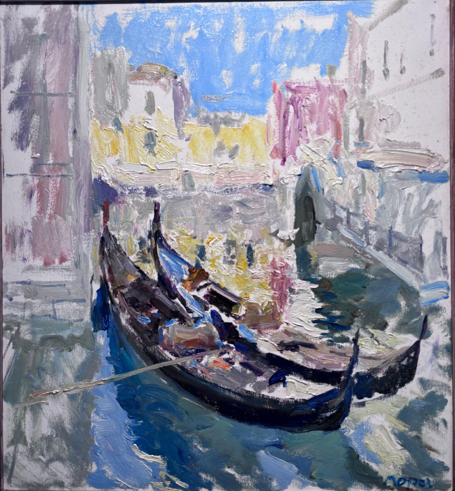 Georgij Moroz" Due Gondole " Venezia Olio Su Tela Cm. 55 X 60 19991999 photo furniture