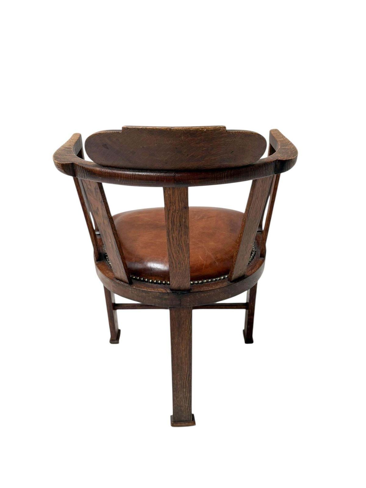 Art Deco Captain"S Chair Or Armchair With Leather Seat, 1930s photo 1067.0