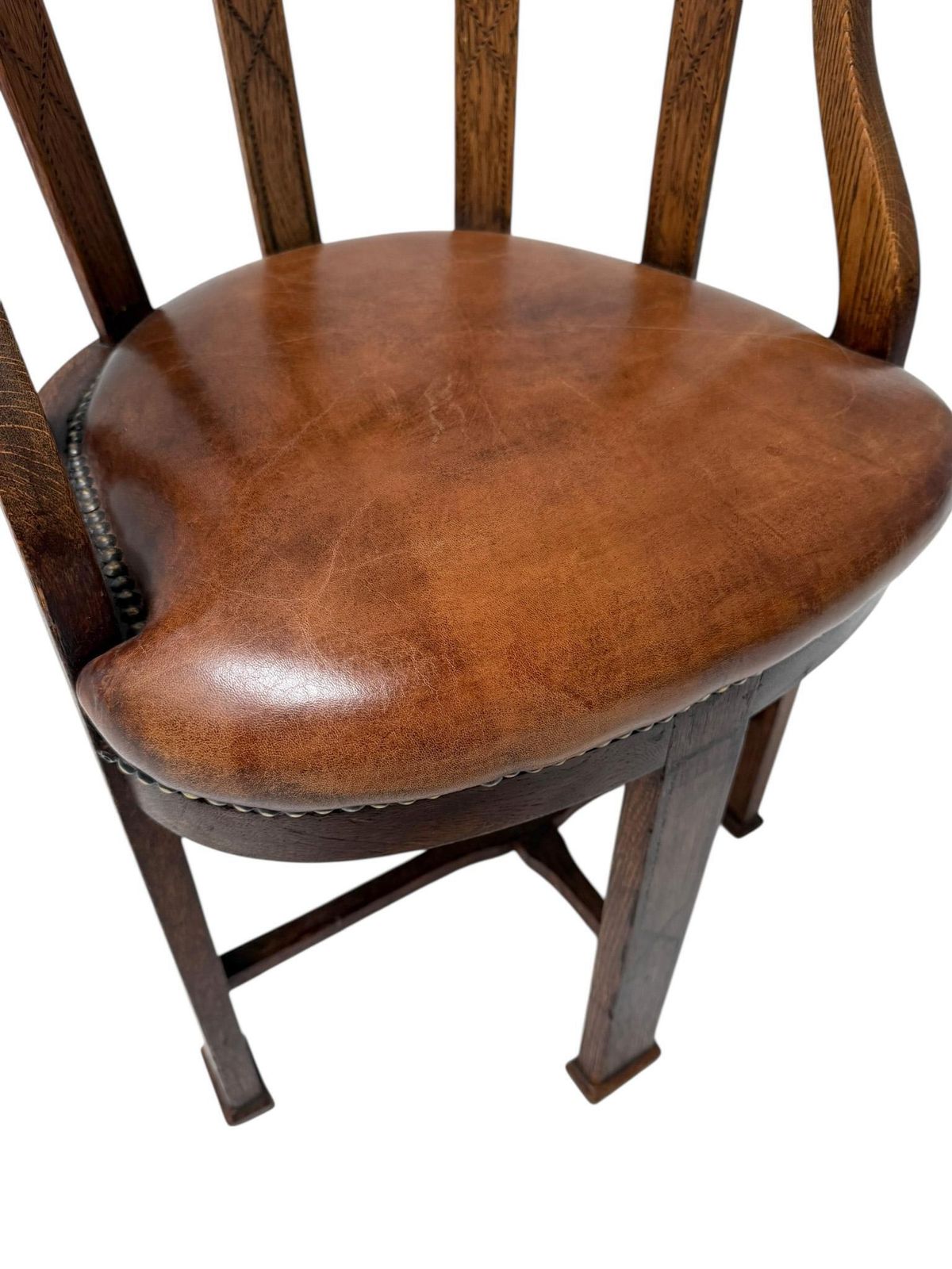Art Deco Captain"S Chair Or Armchair With Leather Seat, 1930s photo buy